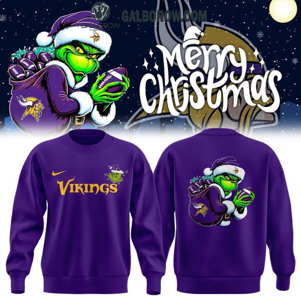 Minnesota Vikings Grinch 2024 Merry Christmas Holidays Spirit Hoodie T-Shirt