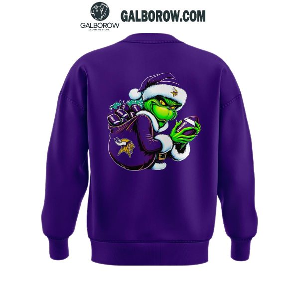 Minnesota Vikings Grinch 2024 Merry Christmas Holidays Spirit Hoodie T-Shirt