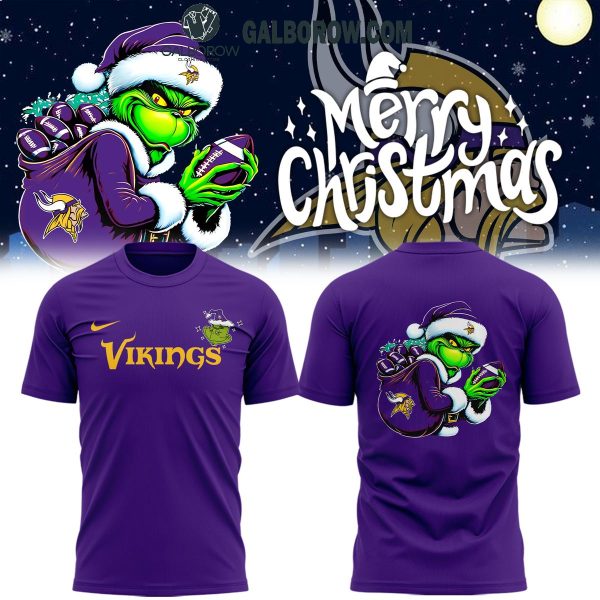 Minnesota Vikings Grinch 2024 Merry Christmas Holidays Spirit Hoodie T-Shirt