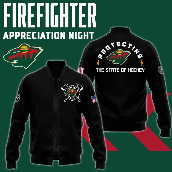 Minnesota Wild Firefighter Appreciation Protect The State Of Hockey Baseball Jacket