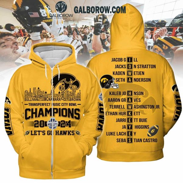 Missouri Tigers 2024 Let’s Go Hawks Transperfect Music City Bowl Yellow Hoodie T-Shirt