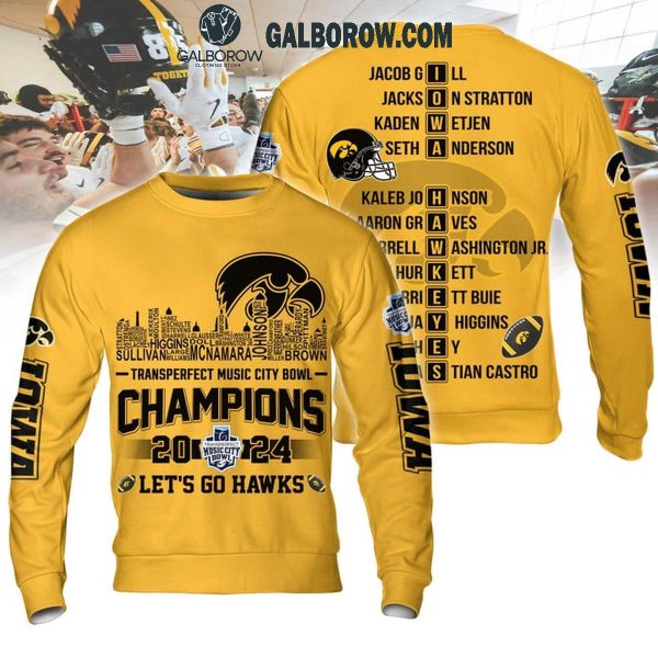 Missouri Tigers 2024 Let’s Go Hawks Transperfect Music City Bowl Yellow Hoodie T-Shirt