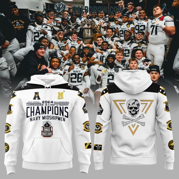 Navy Midshipmen C.I.C Trophy Champions 2024 Fear The Bones Hoodie T-Shirt