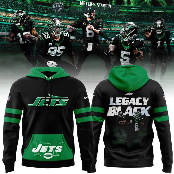 New York Jets 2024 Legacy Black Hoodie T-Shirt