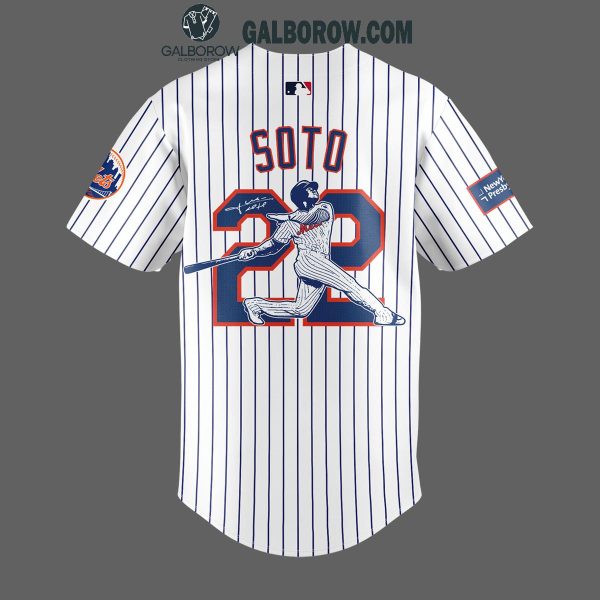 New York Mets Juan Soto 22 With Signature 2024 Baseball Jersey