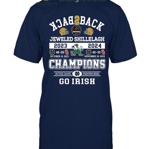 Notre Dame Fighting Irish Jeweled Shillelagh Back2back Champions T Shirt