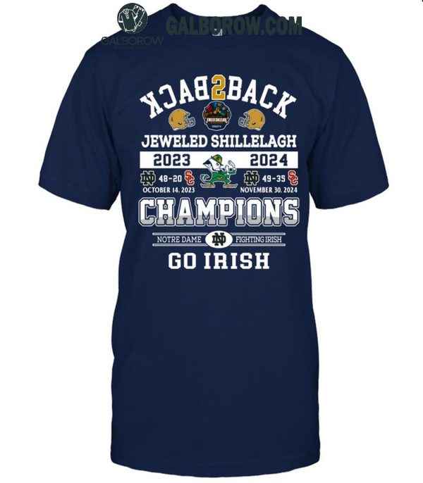 Notre Dame Fighting Irish Jeweled Shillelagh Back2back Champions T-Shirt