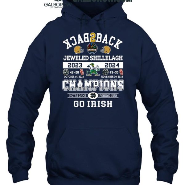 Notre Dame Fighting Irish Jeweled Shillelagh Back2back Champions T Shirt