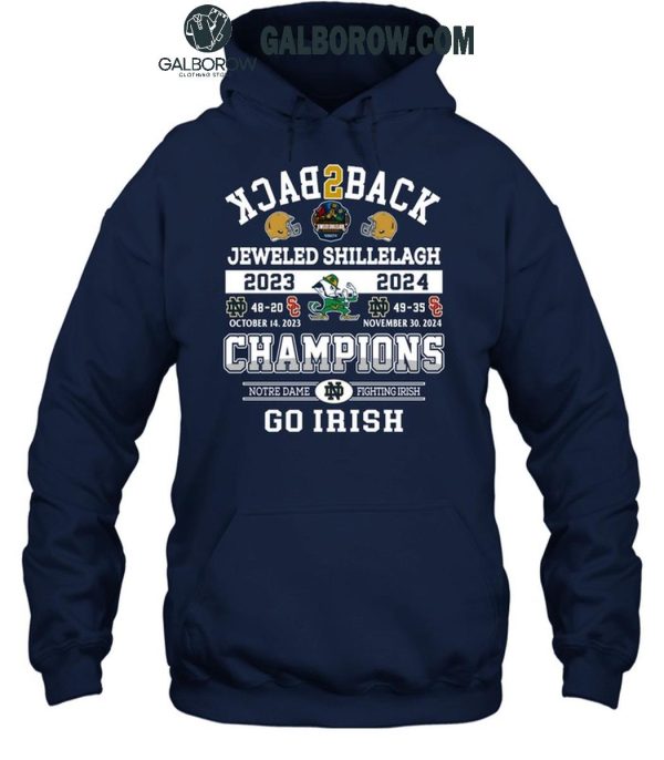 Notre Dame Fighting Irish Jeweled Shillelagh Back2back Champions T-Shirt