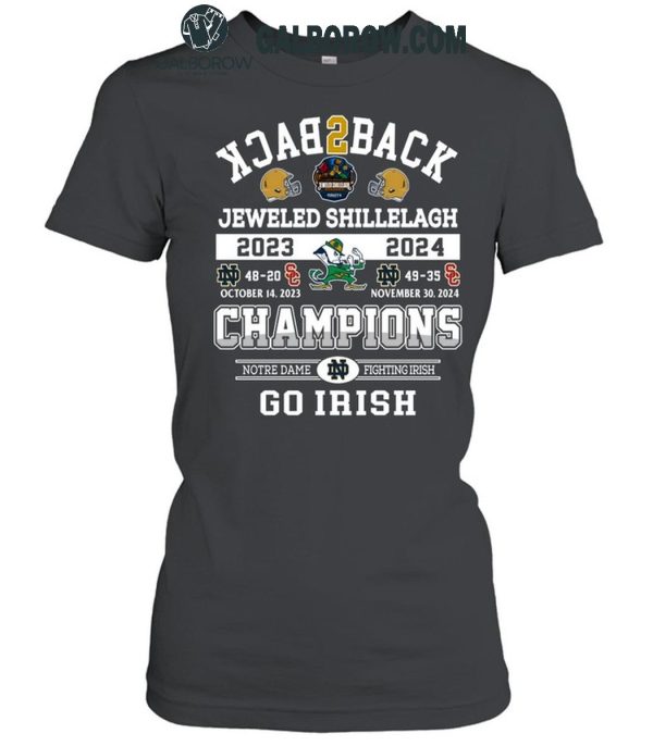 Notre Dame Fighting Irish Jeweled Shillelagh Back2back Champions T-Shirt