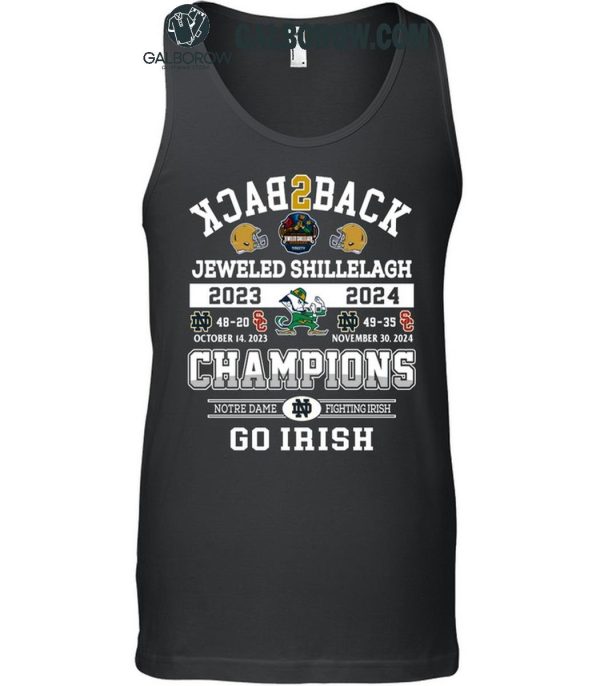 Notre Dame Fighting Irish Jeweled Shillelagh Back2back Champions T-Shirt