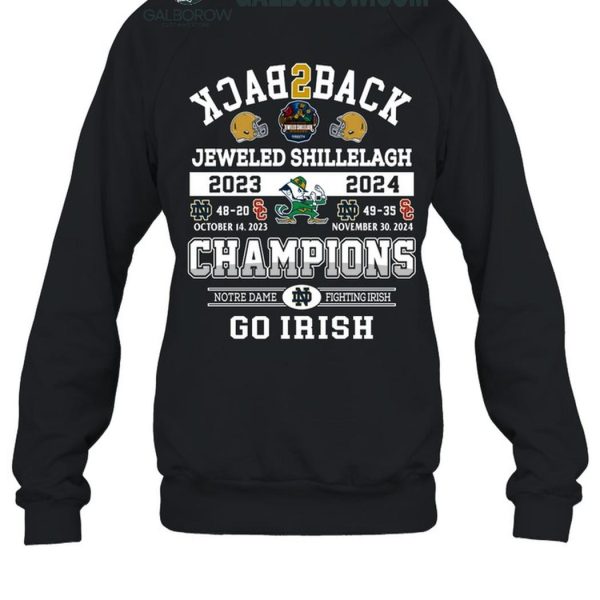 Notre Dame Fighting Irish Jeweled Shillelagh Back2back Champions T Shirt