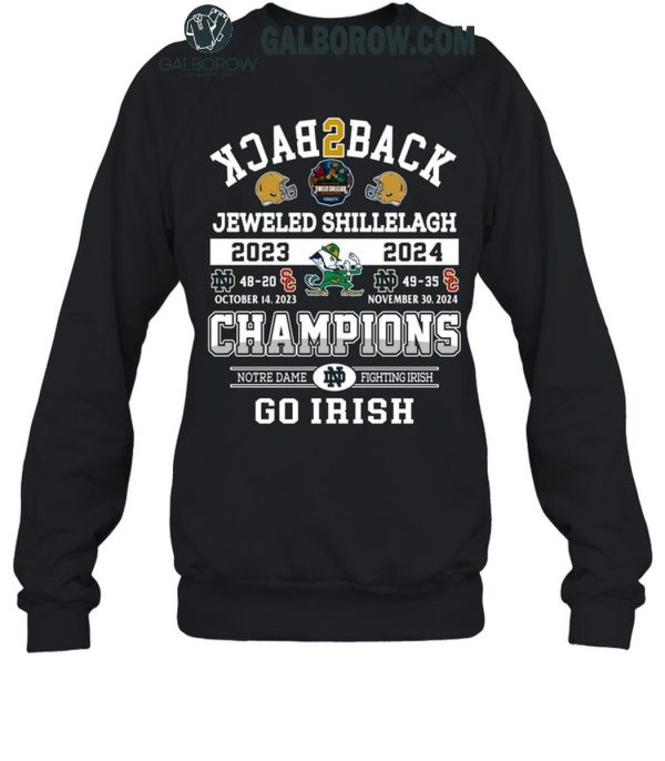 Notre Dame Fighting Irish Jeweled Shillelagh Back2back Champions T-Shirt