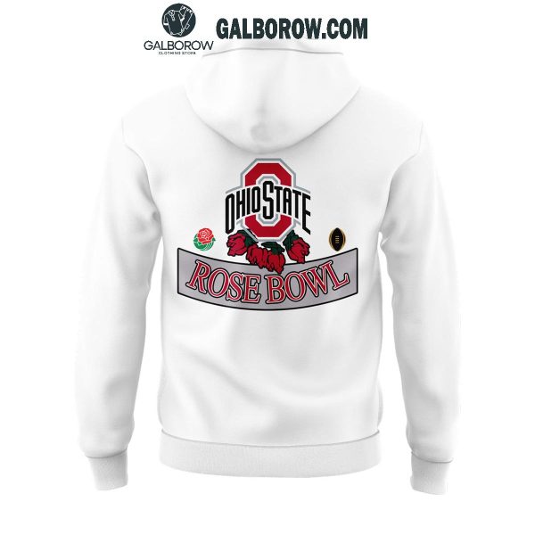 Ohio State Buckeyes Celebrating 2025 Football Rose Bowl Game Hoodie T-Shirt White