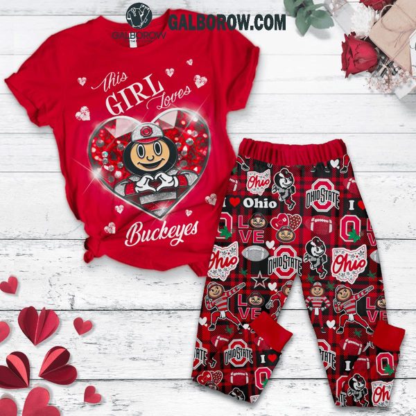 Ohio State Buckeyes This Girl Loves Buckeyes True Love Fleece Pajamas Set