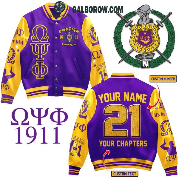 Omega Psi Phi Fraternity Inc. 1911 In My DNA Personalized Baseball Jacket