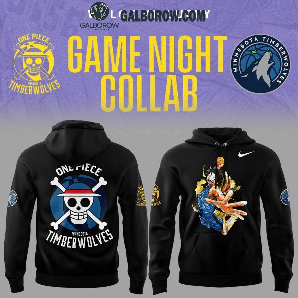 One Piece Night Welcome Luffy Collab Minnesota Timberwolves Hoodie T Shirt