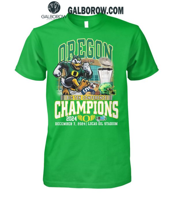 Oregon Ducks Big 10 Conference Champions In Lucas Oil Stadium 2024 T-Shirt