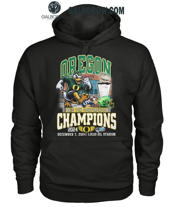 Oregon Ducks Big 10 Conference Champions In Lucas Oil Stadium 2024 T-Shirt