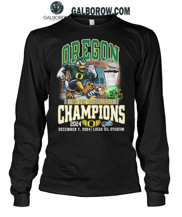 Oregon Ducks Big 10 Conference Champions In Lucas Oil Stadium 2024 T-Shirt