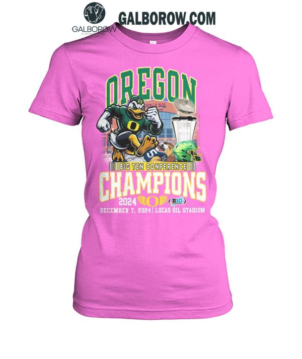 Oregon Ducks Big 10 Conference Champions In Lucas Oil Stadium 2024 T-Shirt