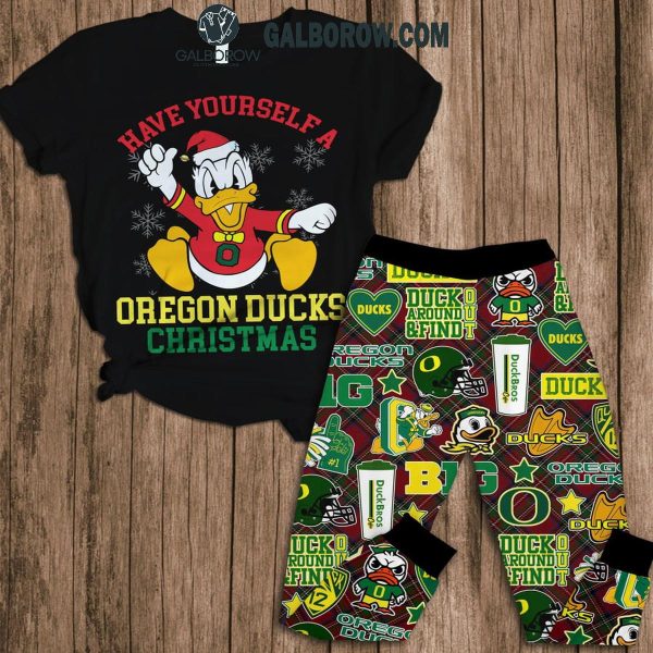 Oregon Ducks Have Yourself A Ducks Christmas Fleece Pajamas Set