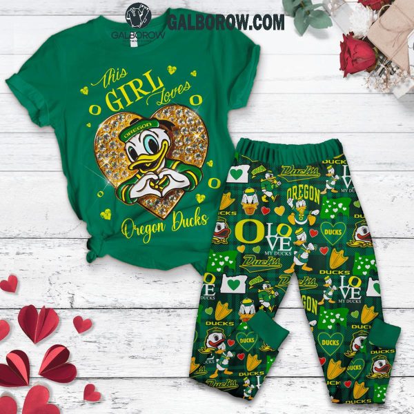 Oregon Ducks This Girl Loves Oregon Ducks True Love Fleece Pajamas Set