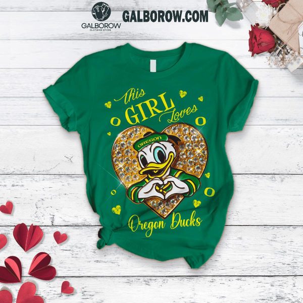 Oregon Ducks This Girl Loves Oregon Ducks True Love Fleece Pajamas Set