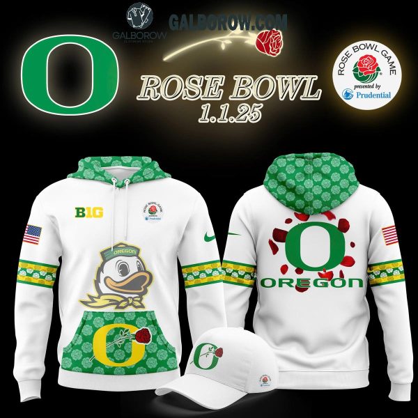 Oregon Ducks x Rose Bowl Game Green White Hoodie T Shirt