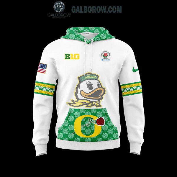 Oregon Ducks x Rose Bowl Game Green White Hoodie T Shirt