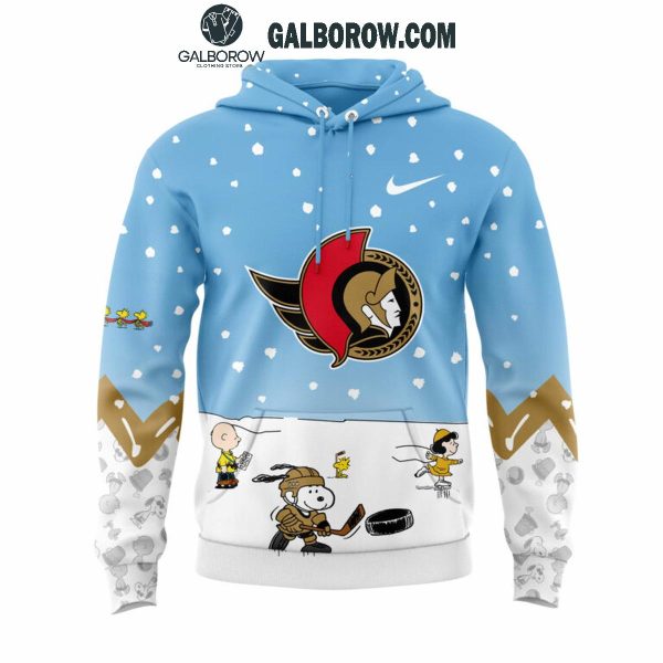 Ottawa Senators Snoopy Friends Peanuts Hockey Holiday Cheers Hoodie T-Shirt