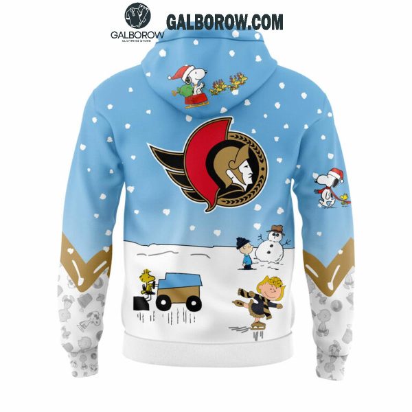 Ottawa Senators Snoopy Friends Peanuts Hockey Holiday Cheers Hoodie T-Shirt