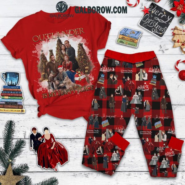 Outlander Is My Happy Place Christmas Fleece Pajamas Set