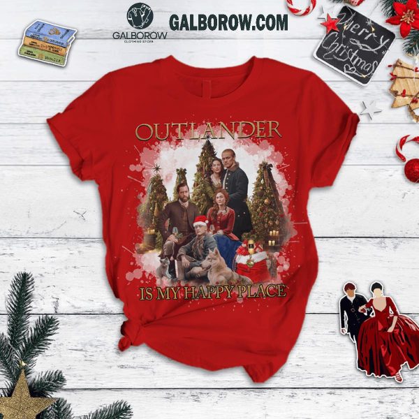 Outlander Is My Happy Place Christmas Fleece Pajamas Set