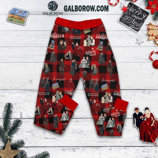 Outlander Is My Happy Place Christmas Fleece Pajamas Set