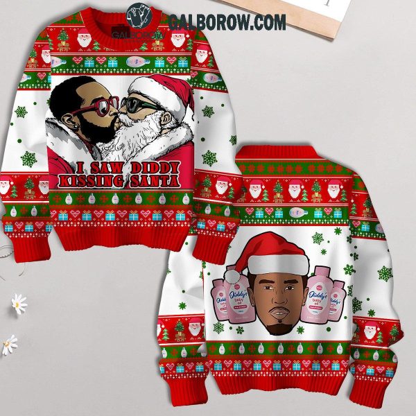 P Diddy Kissing Santa Under Baby Oil 2024 Christmas Ugly Sweater