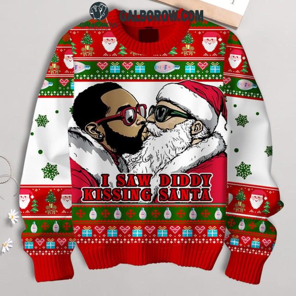 P Diddy Kissing Santa Under Baby Oil 2024 Christmas Ugly Sweater