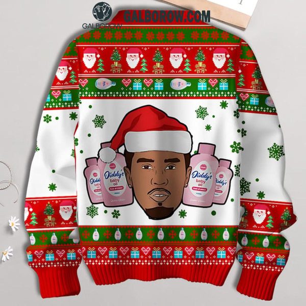 P Diddy Kissing Santa Under Baby Oil 2024 Christmas Ugly Sweater