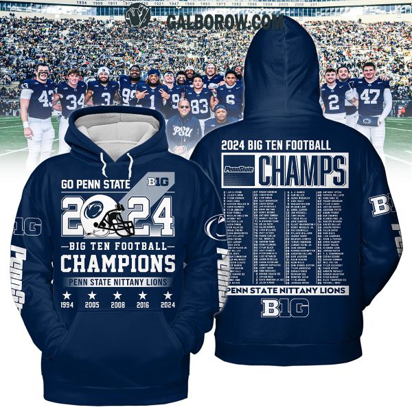 Penn State Nittany Lions Big 10 Football Champions 2024 Celebrate Hoodie T-Shirt