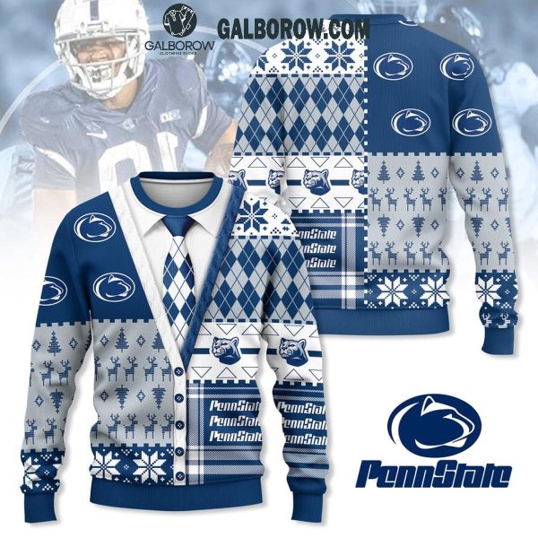 Penn State Nittany Lions Suit Up Happy Holidays Christmas Ugly Sweater