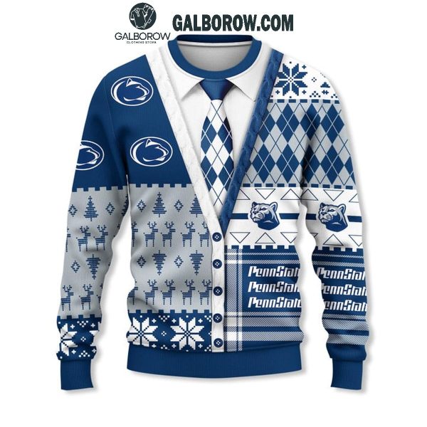 Penn State Nittany Lions Suit Up Happy Holidays Christmas Ugly Sweater