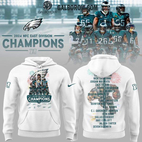 Philadelphia Eagles 2024 NFC East Division Champs White Version Hoodie T-Shirt