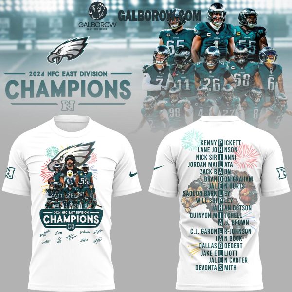 Philadelphia Eagles 2024 NFC East Division Champs White Version Hoodie T-Shirt