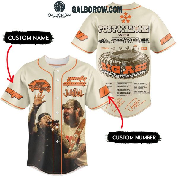 Post Malone With Jelly Roll Celebrating Tour 2025 Together Personalized Baseball Jersey