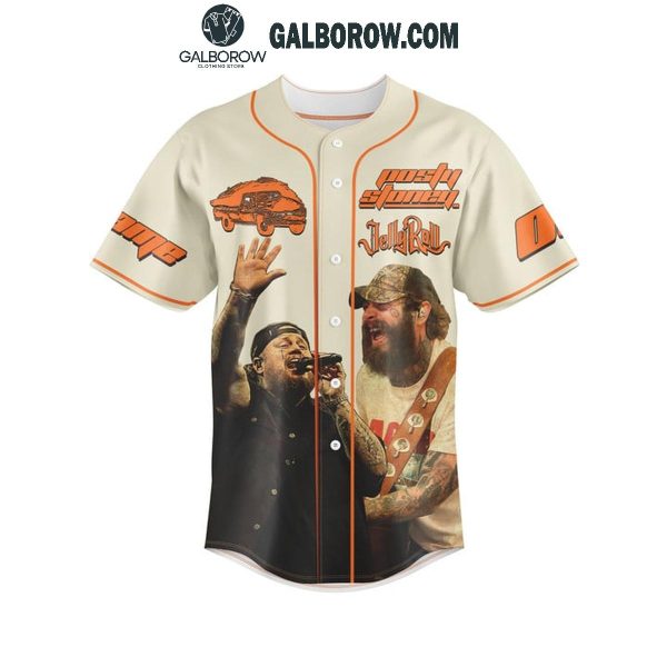 Post Malone With Jelly Roll Celebrating Tour 2025 Together Personalized Baseball Jersey