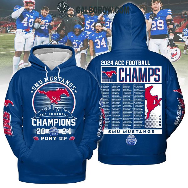 SMU Mustangs ACC Football Champions 2024 Pony Up Hoodie T-Shirt Blue