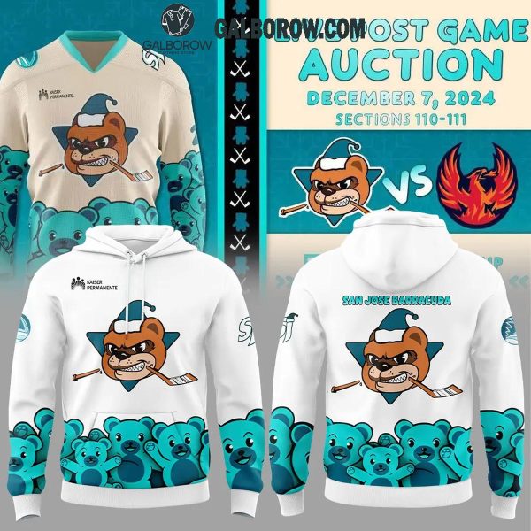 San Jose Barracuda Cheering With Teddy Toss 2024 Hoodie T-Shirt White