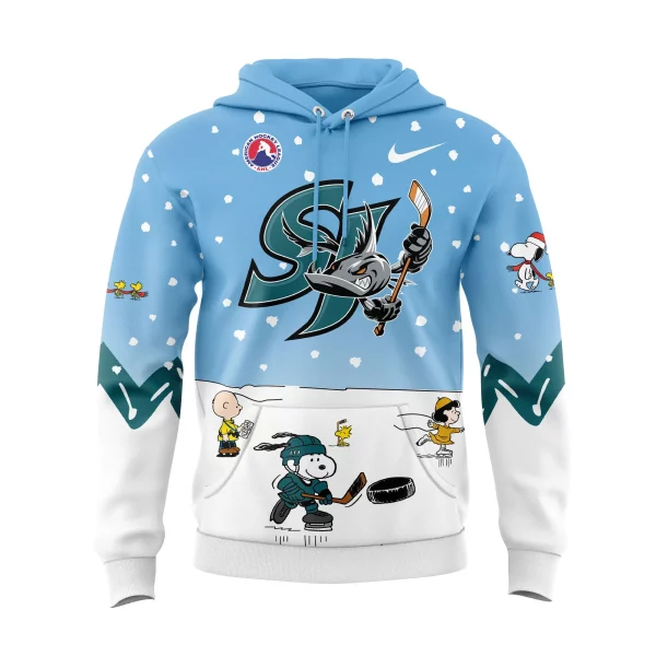 San Jose Barracuda 2024 Snoopy Cheering Peanuts Winter Hoodie T-Shirt