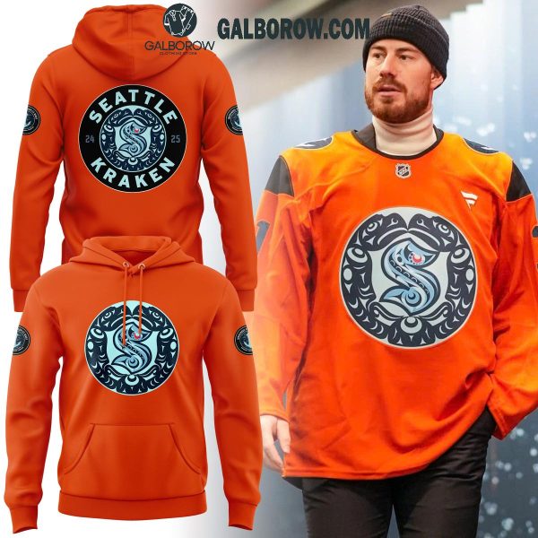 Seattle Kraken Indigenous Peoples Night Cheering 2024 Orange Hoodie T-Shirt