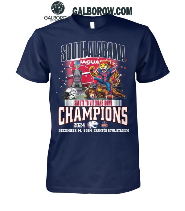 South Alabama Jaguars Football Salute To Veterans Bowls Champions 2024 T-Shirt